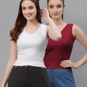 pack of 2 solid sleeveless crop top