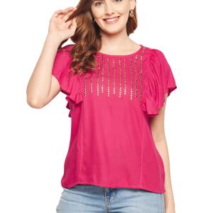 women's straight round neck top