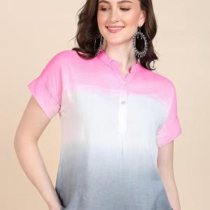 women ombre mandarin neck top