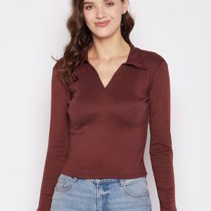 women's straight collared top