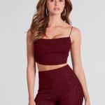 women maroon slim fit solid crop top