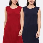 pack of 2 multi colored round neck camisole long top