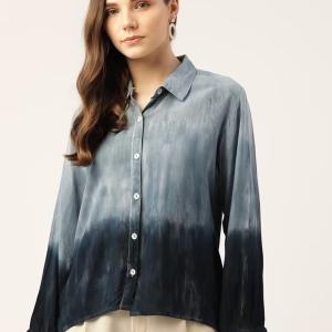 women's high-low collared top