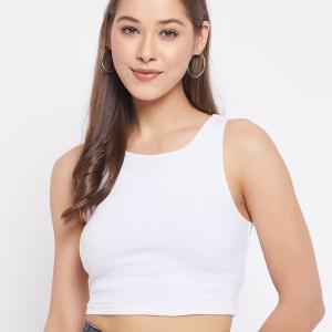 women's crop round neck top