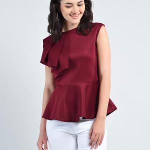 women's peplum round neck top