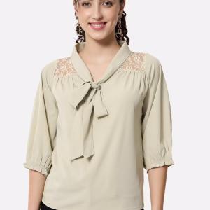 women's straight tie-up neck top