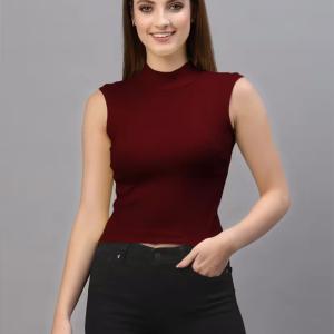 women's straight mock neck top