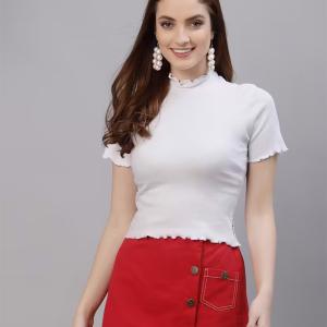 women's white mock neck top