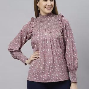 women mauve floral printed regular top