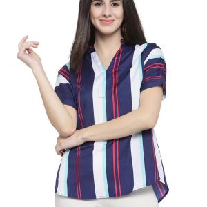 women's straight mandarin neck top