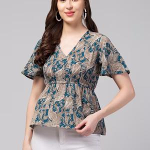 women's peplum overlap neck top