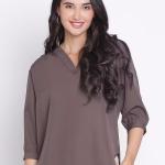 brown solid regular top