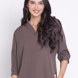 brown solid regular top