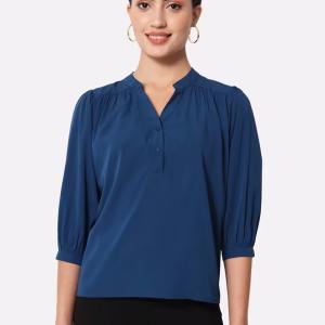 women's straight mandarin neck top