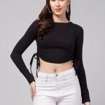 women's crop round neck top