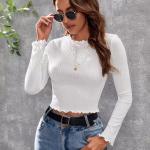 women's crop mock neck top