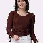 women self design round neck crop top