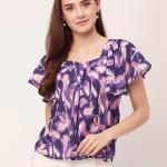 women printed flared sleeves regular top