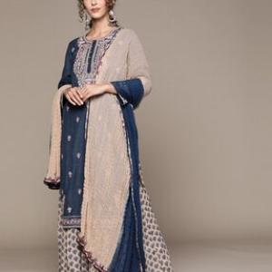 Embroidered Kurta with Sharara And Dupatta