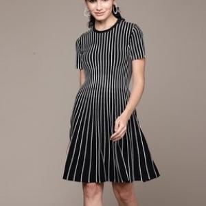 Striped Fit & Flare Dress