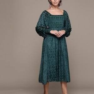 Full Sleeves Midi Flared Dress