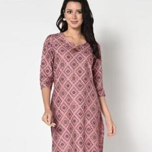 Women Bandhani Print Straight Kurta with Tassel