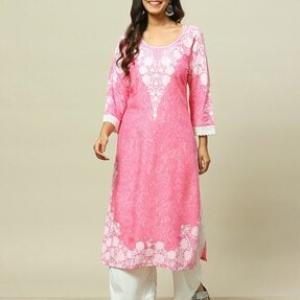 Women Lace Straight Kurta with Palazzos