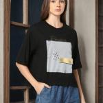 Women Printed Cotton Boxy Fit Round-Neck T-Shirt