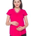 Solid V Neck Maternity Top