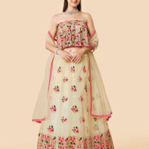 Embroidered Flared Lehenga Choli Set with Dupatta