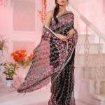 Floral Embroidered Saree with Tassels