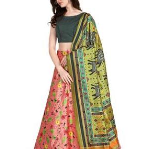 Floral Print Lehenga & Choli Set with Dupatta