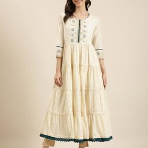 Embroidered Round-Neck Anarkali Kurta