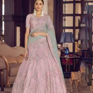 Embroidered Flared Lehenga Choli Set with Dupatta