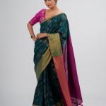 Floral Woven Saree with Tassels 