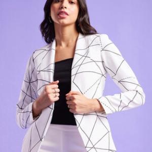 Women Geometric Print Single-Breasted Blazer