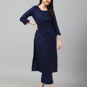 Women Striped Straight Kurta Set