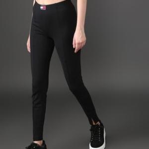 Slim Fit Leggings with Logo Patch