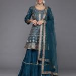 Women Embroidered Anarkali Kurta with Sharara & Dupatta 