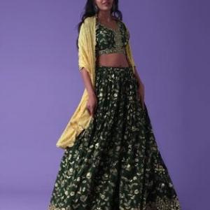 Women Embroidered Flared Lehenga Choli Set 