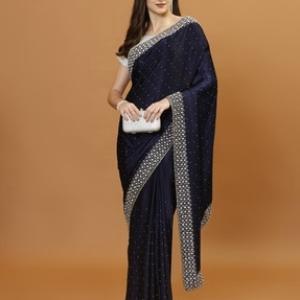 Women Embellished Chinon Saree 