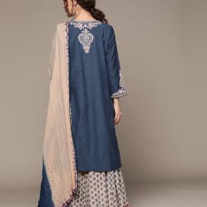 Embroidered Kurta with Sharara And Dupatta