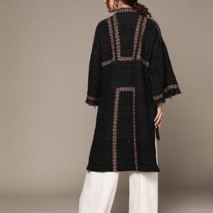 Loose Fit Embroidered Kimono Shrug