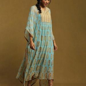 Printed V-Neck Kaftan Dress