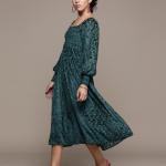 Full Sleeves Midi Flared Dress