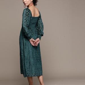 Full Sleeves Midi Flared Dress