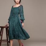 Full Sleeves Midi Flared Dress