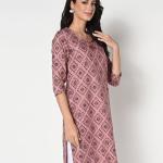 Women Bandhani Print Straight Kurta with Tassel