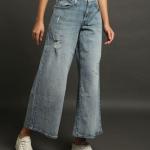 Women Mid-Wash Distressed 94 Baggy Wide-Leg Jeans