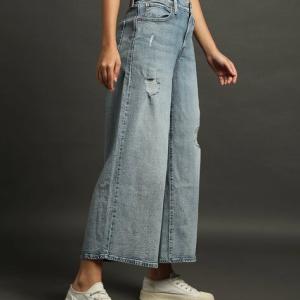 Women Mid-Wash Distressed 94 Baggy Wide-Leg Jeans